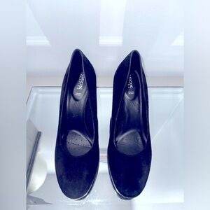 GEOX Respira Shoes Women Size 9.5 EUR 40 Black Suede Block Heels Brand New